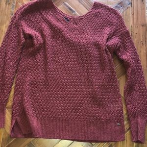 american eagle rust v neck sweater